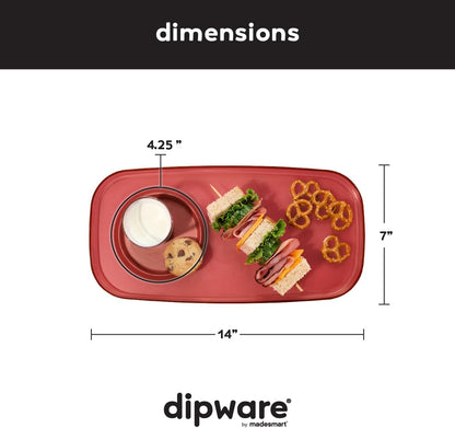 madesmart dipware Small Serving Plate, Stackable & Removable Dip Bowl for Salsa, Queso, Salad, Olives, Dishwasher & Microwave Safe, Multipurpose Plate & Bowl, Blue