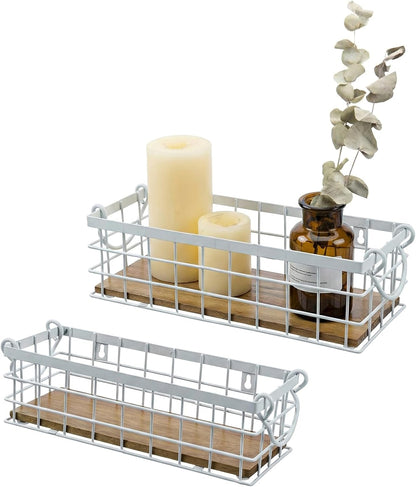 MyGift Set of 2 Black Wire Baskets for Organizing – Storage Baskets/Pantry Baskets for Shelves & Wall