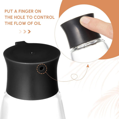Glass Soy Sauce Dispenser Bottles, 9.6 oz Oil Cruet, Black