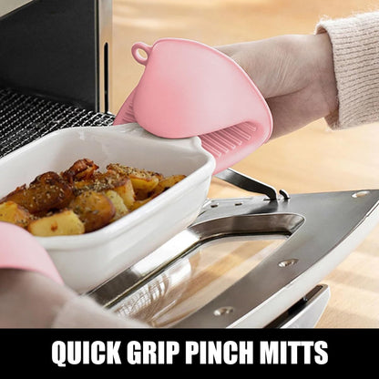 RORECAY Silicone Oven Mitts and Pot Holders Sets, Gloves for Kitchen, Beige