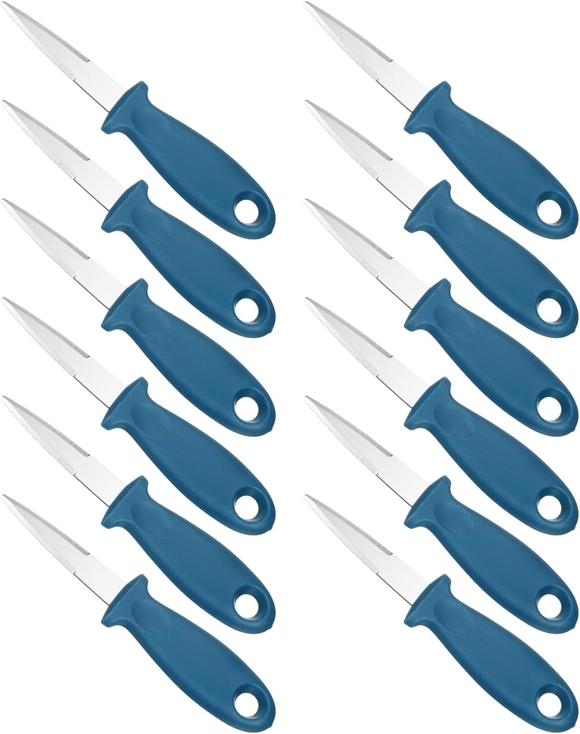 uxcell 12 Pcs Stainless Steel Oyster Shucking Knife, Oyster Shucking Shell Opener Knife Non-Slip for Shellfish Opening Seafood Restaurants Home Use, Green