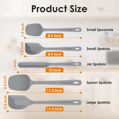 5-Piece Silicone Spatula Set for Baking, 446°F Heat Resistant Non-Stick Cooking Utensils, BPA-Free Food Grade Silicone Scrapers, Non-Scratch Flexible & Dishwasher Safe, Neutral