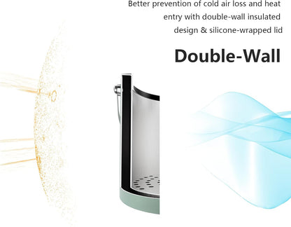 Bakpoco Insulated Ice Bucket with Silicone Lid, Scoop, Tongs & Strainer, 3L Stainless Steel Double Wall Ice Buckets for Parties & Cocktail Bar, Champagne Ice Bucket with Lid for Freezer, Ivory