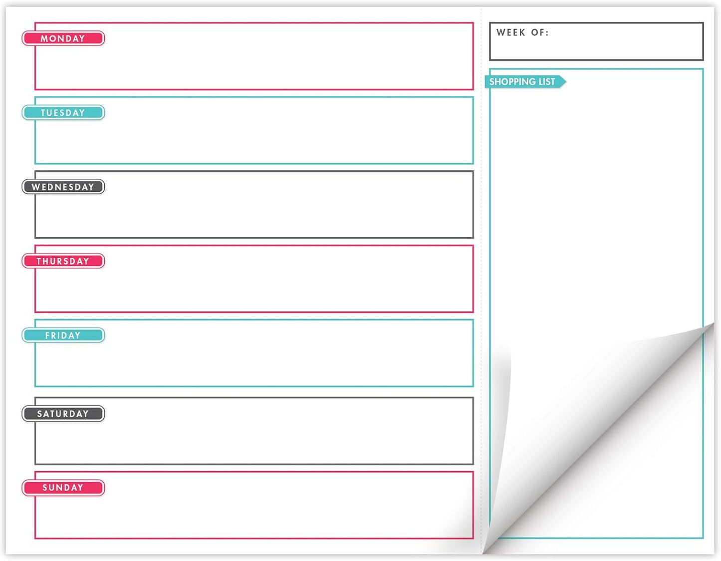 Global Printed Products 8.5" x 11" Horizontal Meal Planning Pad, 60-Sheets, Soft Pink Floral