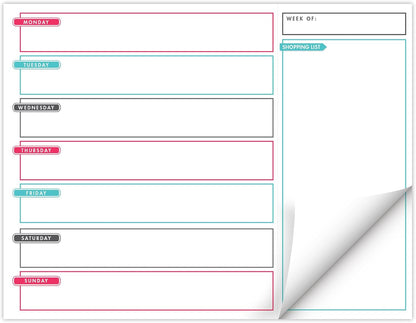 Global Printed Products 8.5" x 11" Horizontal Meal Planning Pad, 60-Sheets, Soft Pink Floral