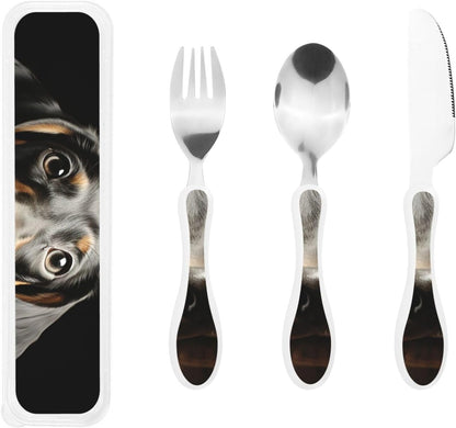 3-Piece Kids Silverware Set With Storage Case, Stainless Steel Reusable Children Safe Knife Spoon Fork Set Animal Cartoon Owls Cute Children Flatware Set For Kids Lunch Box