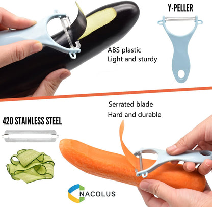NACOLUS 5 in 1 Mandoline Slicer Vegetable Slicer Mandolin Multi Blade Potato Veggie Slicer Vegetable Cutter Julienne Shredder Potato Slicer Green