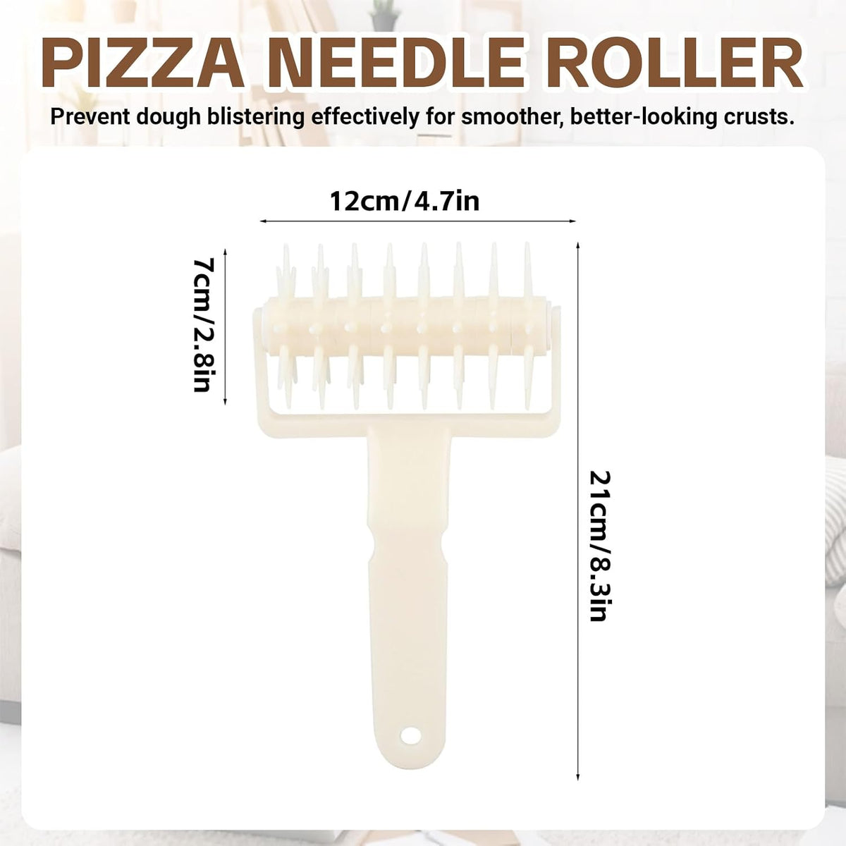 Pizza Dough Docker, Plastic Pastry Roller with Spikes, Docking Tool for Home and Kitchen