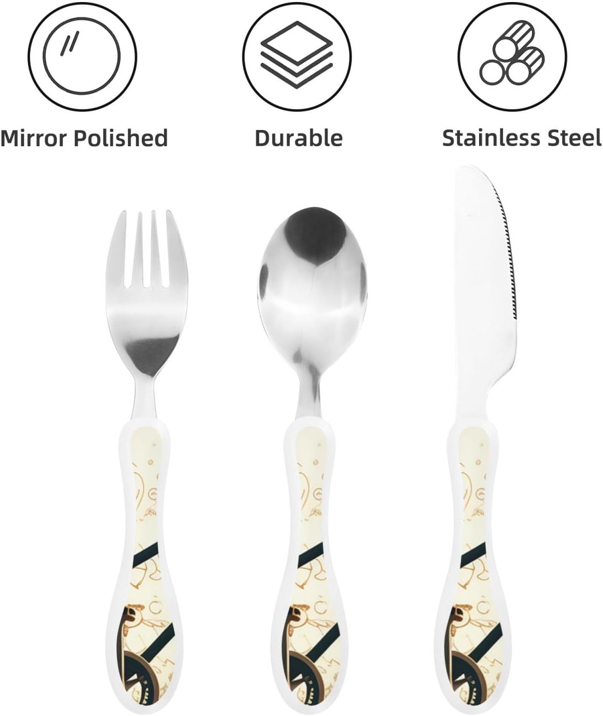 3-Piece Kids Silverware Set With Storage Case, Stainless Steel Reusable Children Safe Knife Spoon Fork Set Blue Active Girl Running Sunset Children Flatware Set For Kids Lunch Box - Colors B