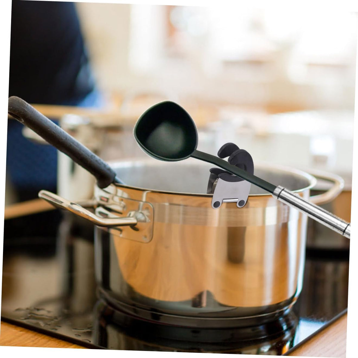 2pcs Stainless Steel Pot Clip Spoon Holder, Heat Resistant Kitchen Gadget