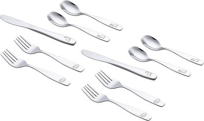 ANNOVA Kids Silverware Children's Safe Flatware Set Stainless Steel - Children Forks, Children Tablespoons, Toddler Utensils, Metal Cutlery Set for LunchBox (Rainbow, 6)