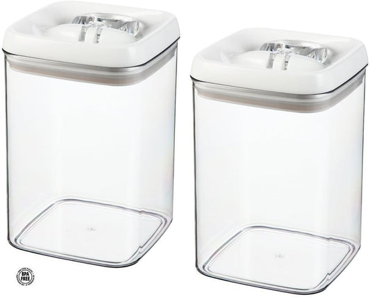 (2 Pack) Felli Flip Tite Acrylic Food Storage Rectangular Canister, 115 oz.,Clear