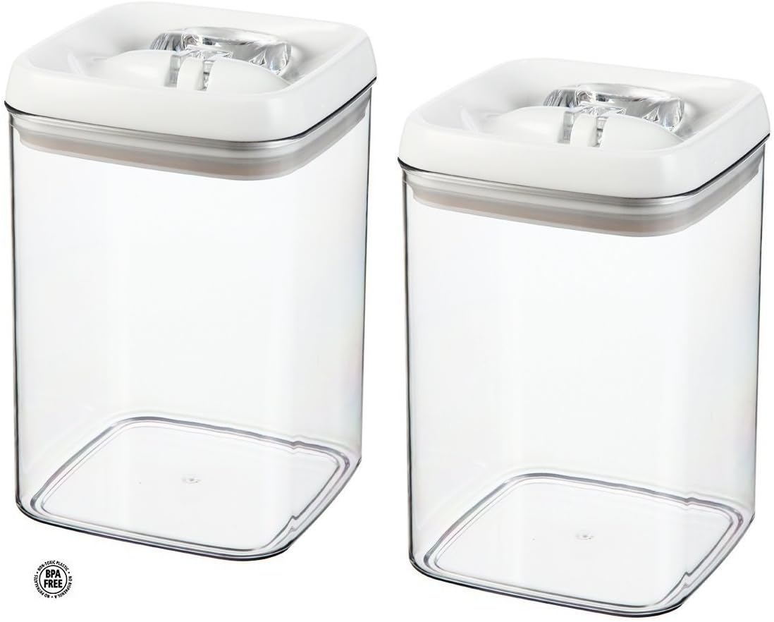 (2 Pack) Felli Flip Tite Acrylic Food Storage Rectangular Canister, 115 oz.,Clear