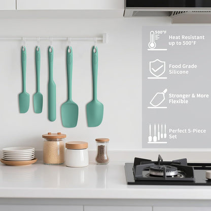 Coukre Silicone Spatula Set of 5,High Temperature Resistant, Food Grade Silicone, Dishwasher Safe, for Baking, Cooking (Pure Colorful A)