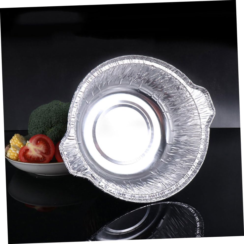 Toyvian 5pcs round Tin Foil Food Pans with Lids 4000ml Aluminum Foil Containers Multi-use Grill and Baking Pots for Bbq Cooking and Meal Prep