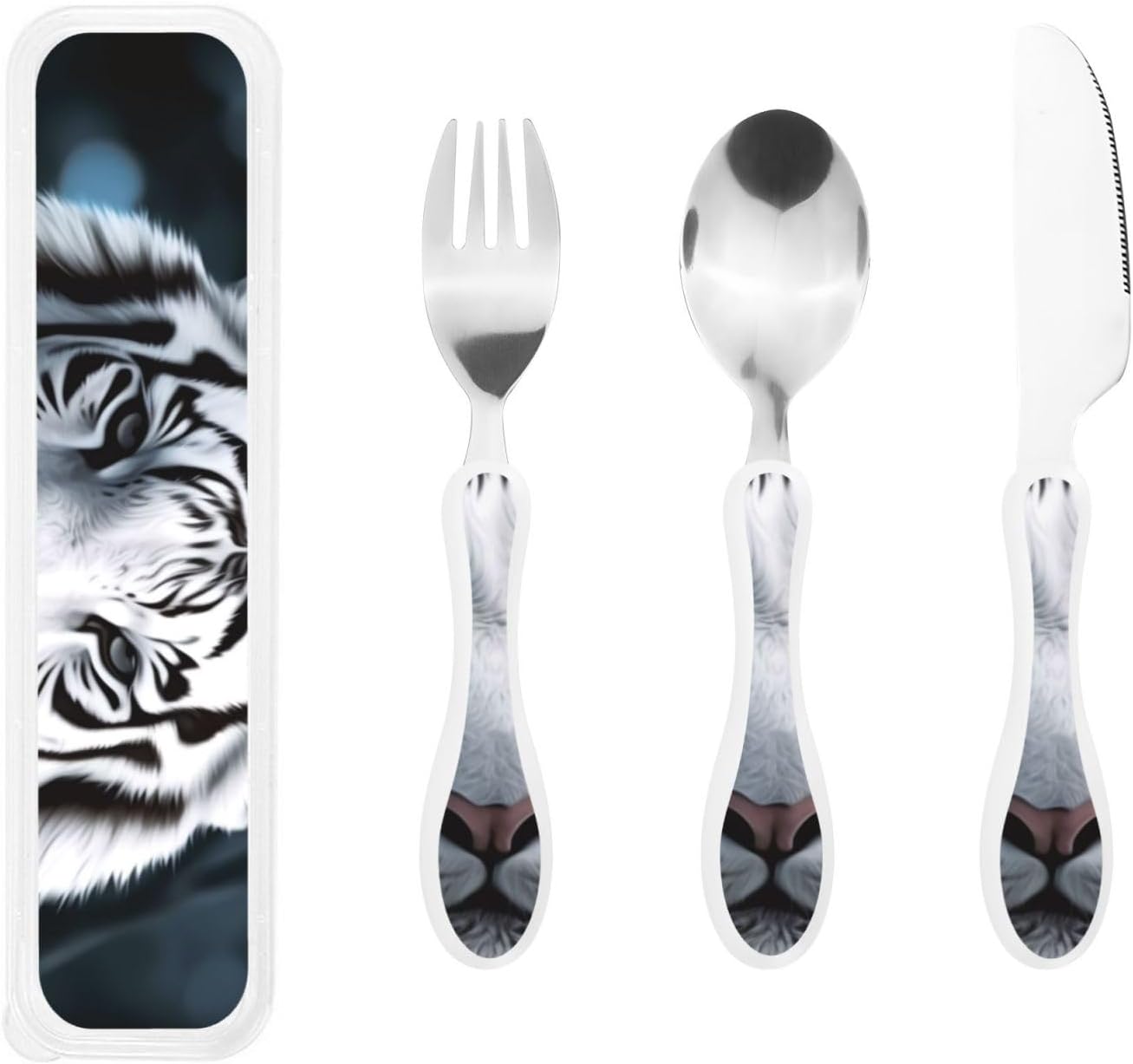 3-Piece Kids Silverware Set With Storage Case, Stainless Steel Reusable Children Safe Knife Spoon Fork Set Dolphin Children Flatware Set For Kids Lunch Box