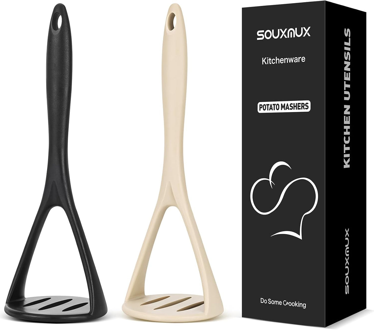 2-Pack Silicone Potato Masher - Heavy Duty, Non-Scratch, Dishwasher Safe