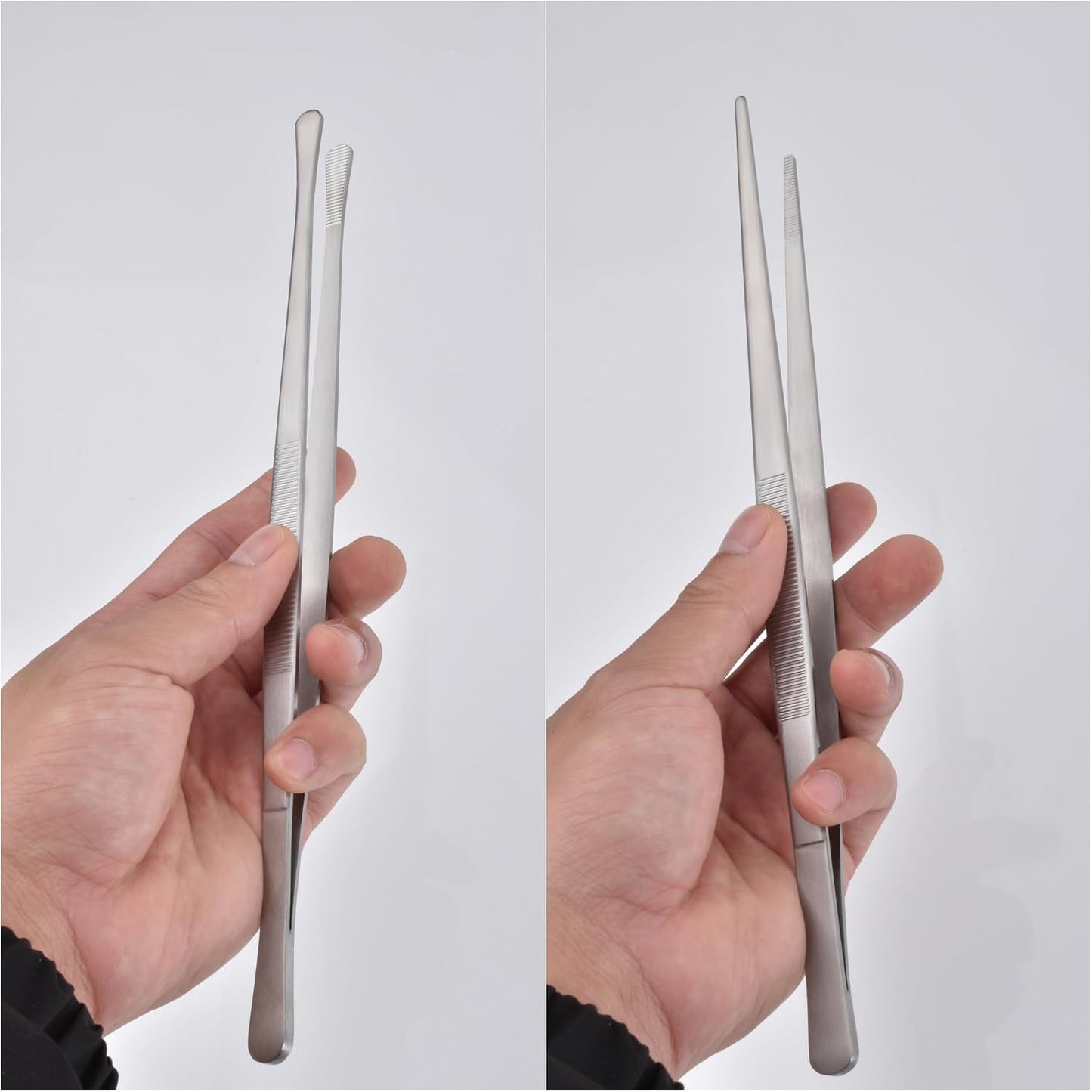 Tweezer Tongs, 12-Inches Stainless Steel Food Cooking Tongs for Kitchen Cooking BBQ Grilling Meat,Set of 2 (Cooking Tweezer 12inch 2p)