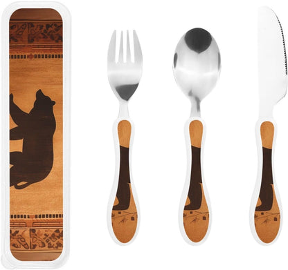3-Piece Kids Silverware Set With Storage Case, Stainless Steel Reusable Children Safe Knife Spoon Fork Set Ocean Sea Animal Shark Children Flatware Set For Kids Lunch Box
