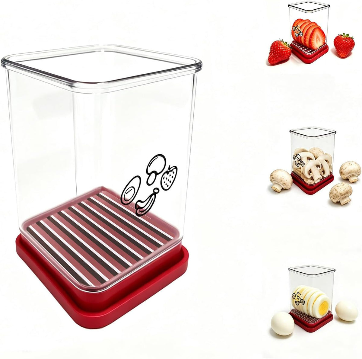 Fruit Slicer Cup for Strawberry, Banana, Egg with Cleaning Brush