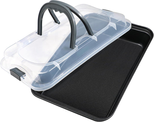 Webake 9x13 Inch Baking Pan with Lid and Handle, Non-Stick Cake Pan 2-Piece Set Rectangle Cake Carrier for Transport & Serve
