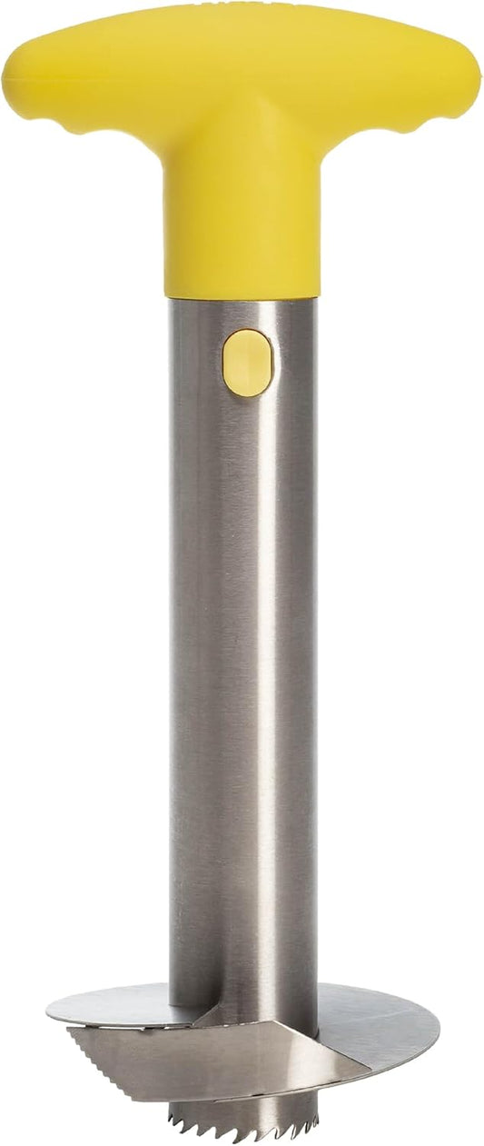 Tasty Pineapple Slicer, Stainless Steel with Non-Slip Handle, Cores & Slices Pineapples into Even Rings in Seconds, Easy to Use, Yellow