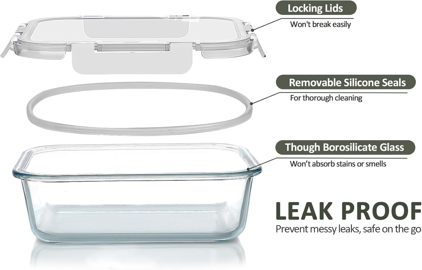 M MCIRCO 10-Pack,22 Oz Glass Meal Prep Containers,Glass Food Storage Containers with lids,Lunch Containers,Microwave, Oven, Freezer and Dishwasher (Gray)