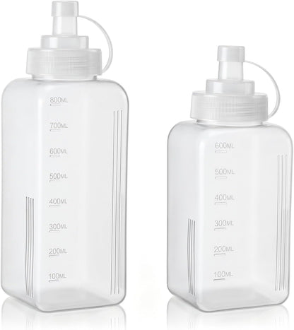 2Pcs Salad Dressing Dispenser 27Oz 20Oz Condiment Squeeze Bottles for Sauce