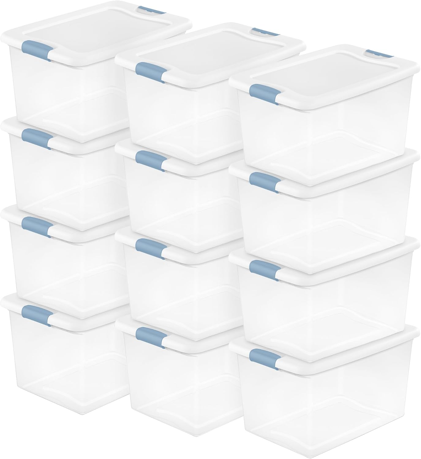 Sterilite 6-Pack Latching Box, Under Bed Storage Bins with Lids, Clear Plastic, 25 Quart - Heavy-Duty Organizing Containers for Closet, Bathroom, and Office