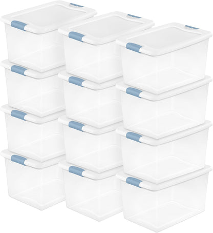 Sterilite 6-Pack Latching Box, Under Bed Storage Bins with Lids, Clear Plastic, 25 Quart - Heavy-Duty Organizing Containers for Closet, Bathroom, and Office