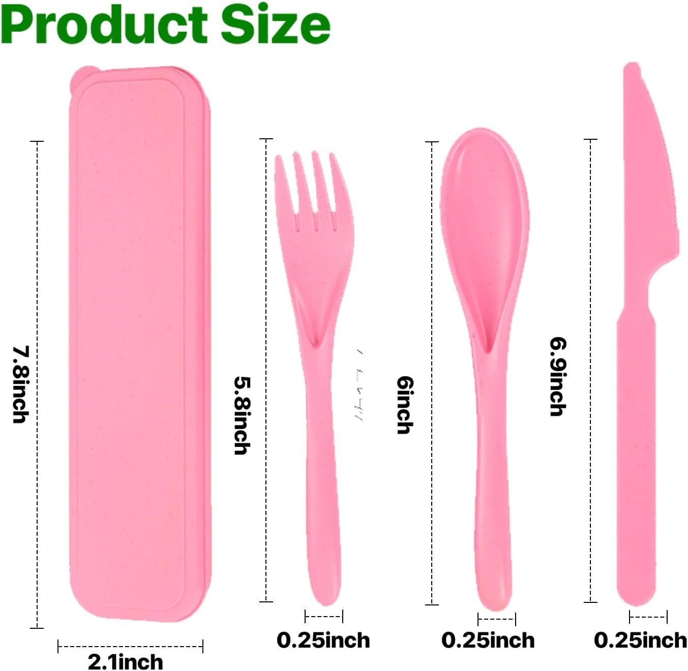 Travel Utensils with Case, 2 Sets Reusable Utensils Set with Case, Wheat Straw Utensils for Lunch Box Accessories, Camping Utensil Set for School Work Lunch or Daily Use（Black）