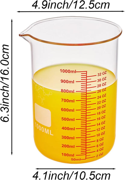 Ackers Mini Glass Measuring Beaker Set, Borosilicate, 2oz 4oz 8oz Measuring Cups