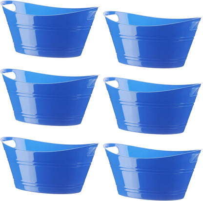 Patelai 6 Pcs Ice Buckets Bulk, Plastic Ice Buckets with Handles, Oval Storage Tub, Large Capacity Drink Tub for Party Bar Wine Beer Champagne Beverage Bottle Cooler(4.5 Liter,Clear)