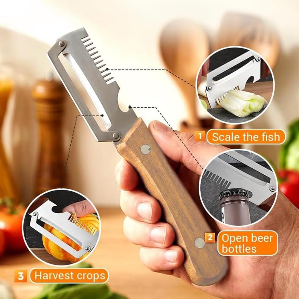 2-PACK Multifunctional Kitchen Vegetable Peeler – Stainless Steel Blade, Ergonomic Handle & Ideal for Fruits and Vegetables 3 In 1 Multi-Function Thickened Fruit Peeler Knife, Peel Julienne (2*Mixed)