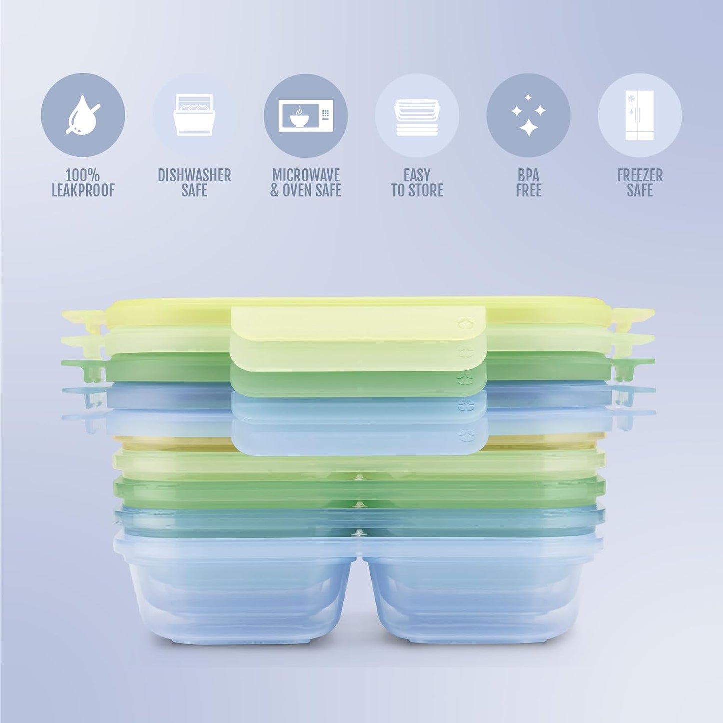 Ello Snap & Nest 10-Piece 4.5 Cup Plastic Meal Prep Set, Reusable Food Containers for Healthy Eating, Freezer, Dishwasher Safe, Berry Fields