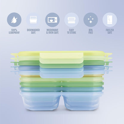 Ello Snap & Nest 10-Piece 4.5 Cup Plastic Meal Prep Set, Reusable Food Containers for Healthy Eating, Freezer, Dishwasher Safe, Berry Fields