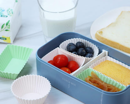 24Pack Silicone Muffin Cups, Reusable Cupcake Liners Molds for Baking, 3 Shapes Lunch Box Bento Dividers-Round, Square, and Rectangular (Orange Series, Regular Size)