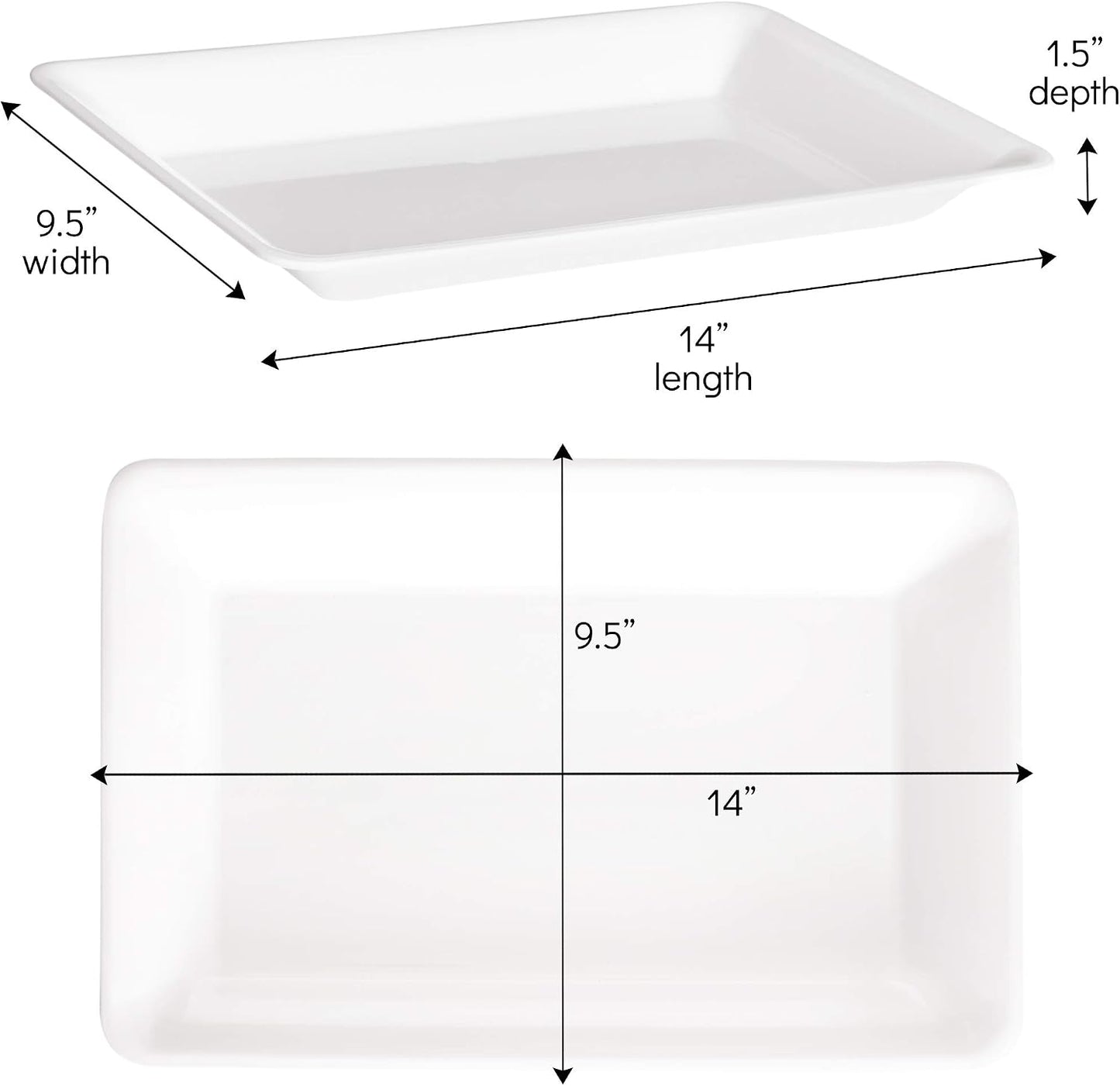 Plasticpro Plastic Serving Trays - Serving Platters Rectangle 10 X 14 Disposable Party Dish Crystal Clear Pack of 4
