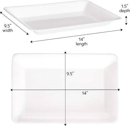 Plasticpro Plastic Serving Trays - Serving Platters Rectangle 10 X 14 Disposable Party Dish Crystal Clear Pack of 4