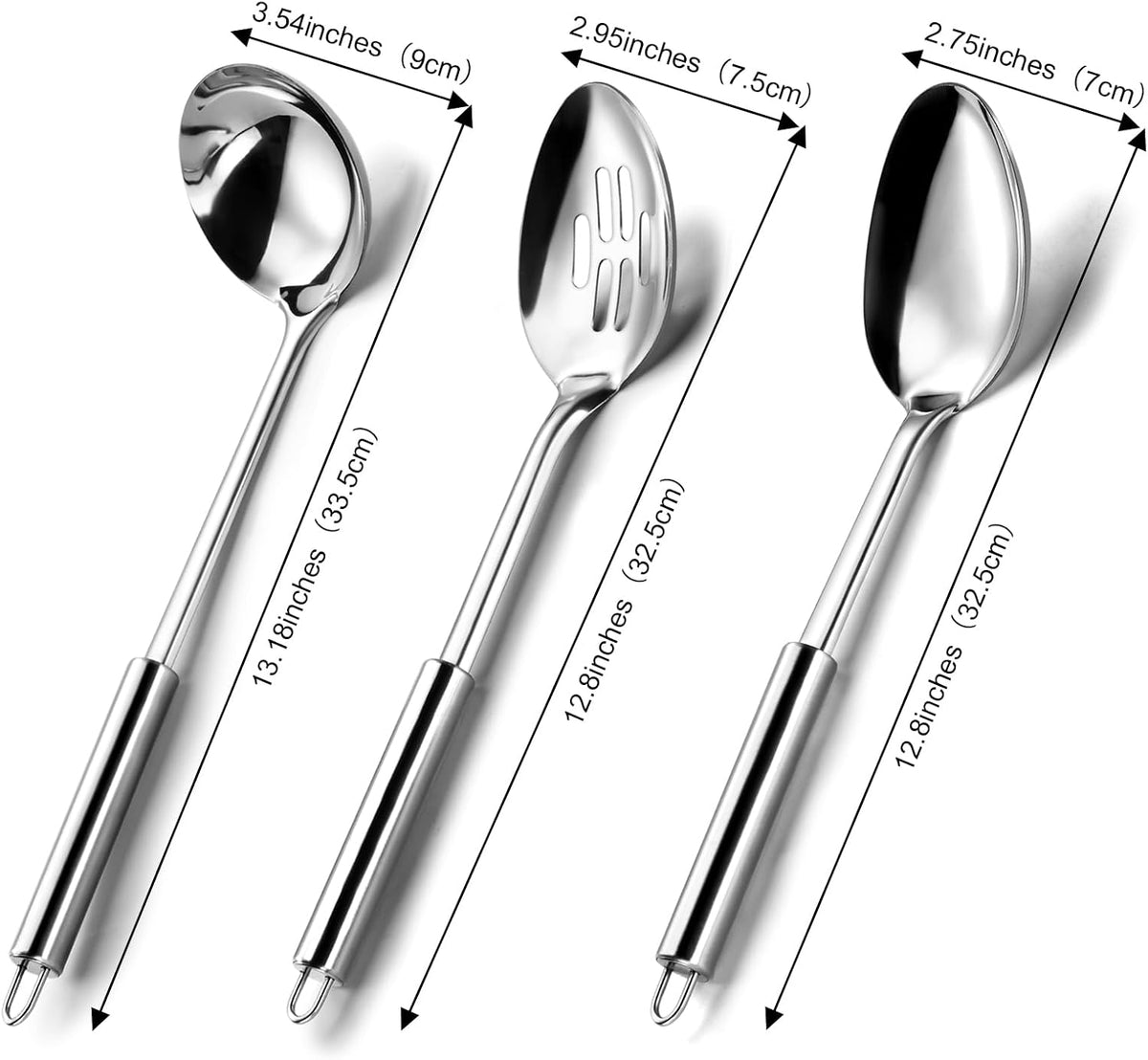 Pleafind 𝟑𝟑% 𝐎𝐅𝐅 Cooking Utensils Set - 4 Pcs Stainless Steel Kitchen Utensils Set with Solid Turner, Slotted Turner, Serving Ladle, Slotted Spoon, Wok Utensils Set with Heat Resistant Handle