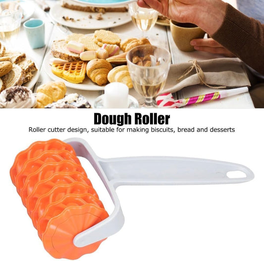 Pastry Roller with Interchangeable Head, 6.7x3.5 Inch Rolling Pin for Biscuits, Bread, Pizza, Decorative Lattice Design, Food-Safe PP Material(Crissini Roller)