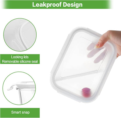 10 Pack Borosilicate Glass Meal Prep Containers with Locking Lids, Glass Food Storage Containers Set, Airtight Lunch Bento Boxes, BPA-Free & Leak Proof, 36oz & 14oz, Freezer, Oven Safe-Pink