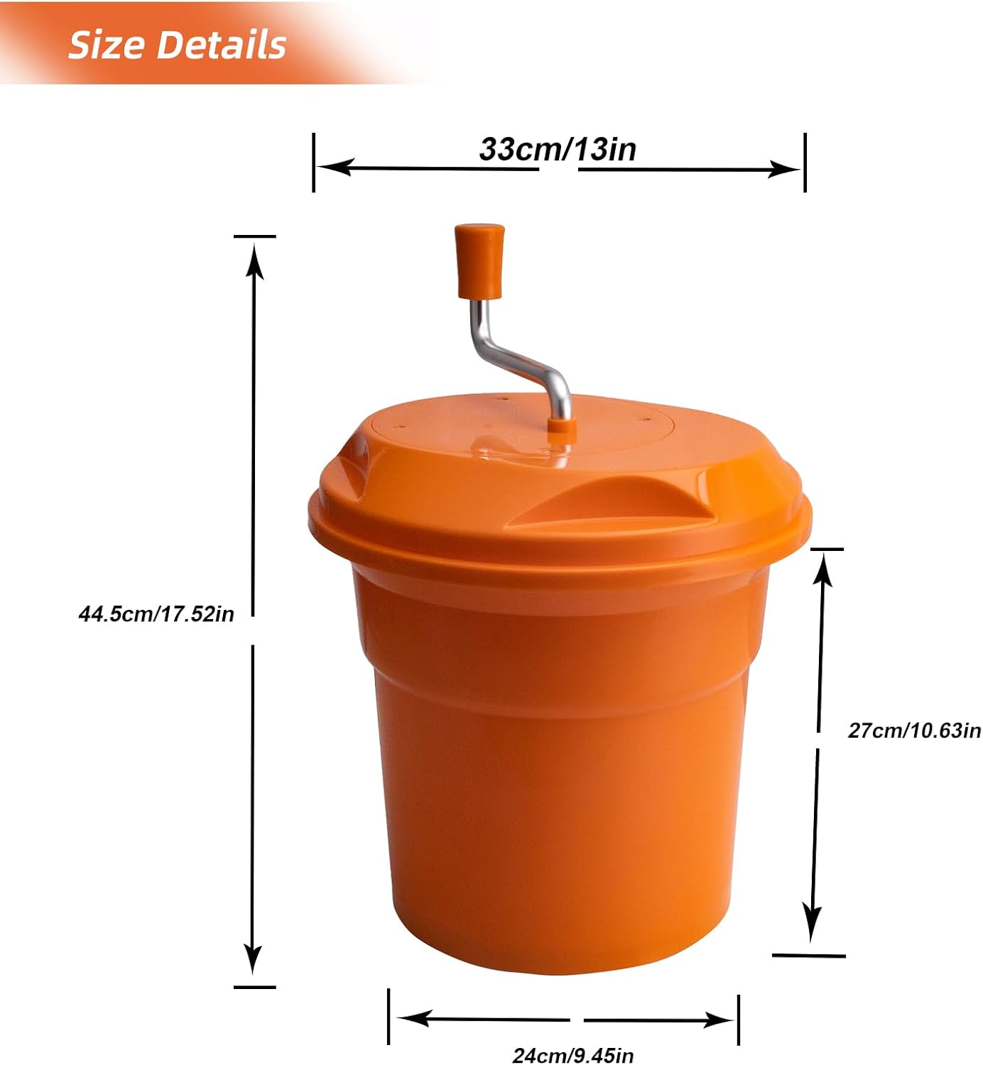5 Gallon Salad Spinner,Large Capacity Vegetable Friuts Salad Dryer,Commercial Manual Salad Mixer for Restaurants Kitchen & Catering,Green & Orange. (Green, 5 Gallon)