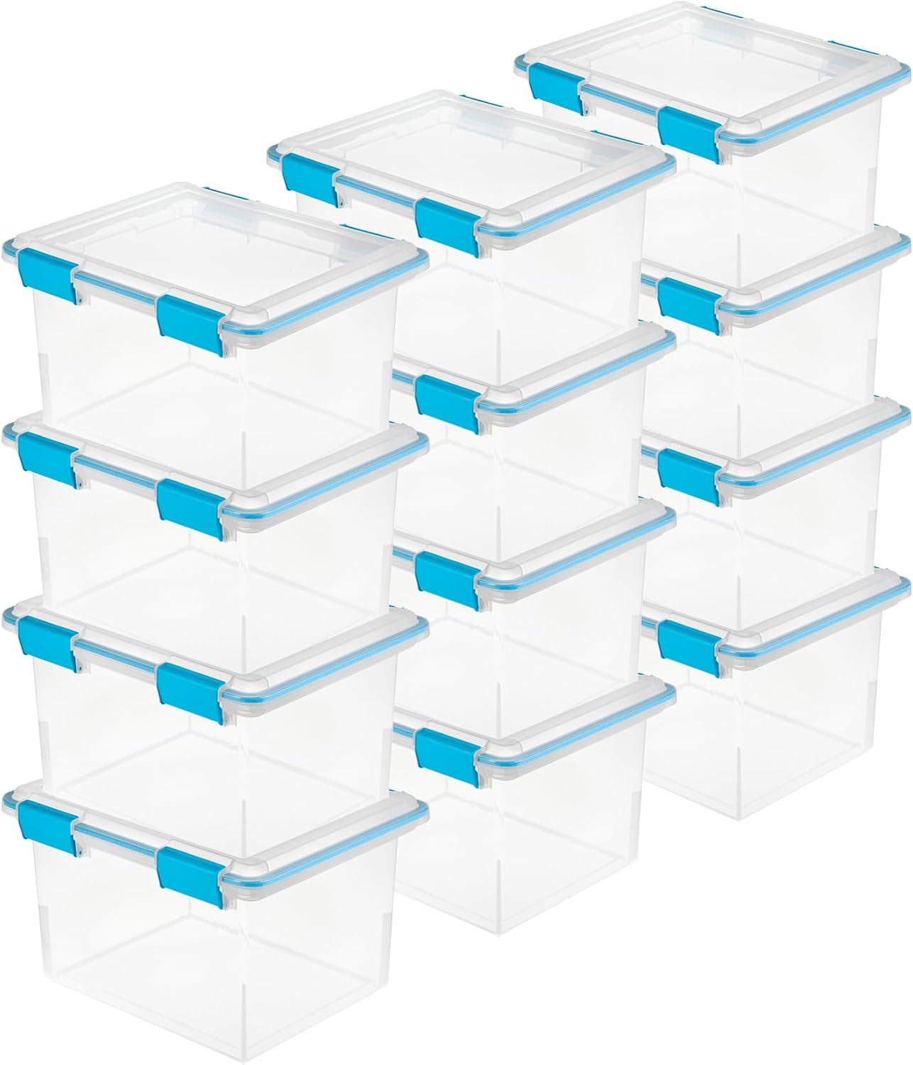 Sterilite 80 Qt Gasket Box, Stackable Storage Bin with Latching Lid and Tight Seal, Plastic Container to Organize Basement, Clear Base and Lid, 1-Pack