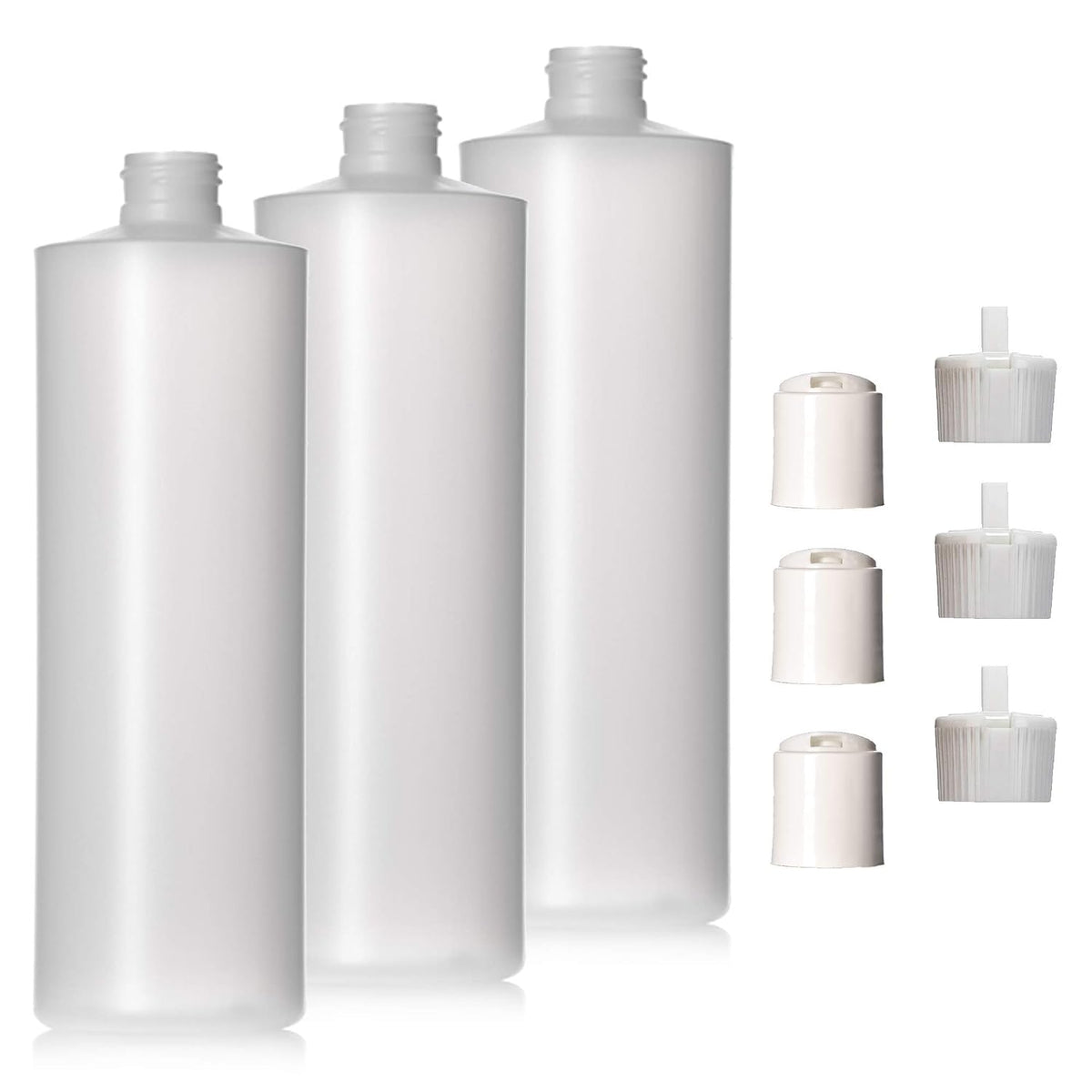 8oz Natural Color HDPE Squeeze Bottles with Disc Cap and Squirt Cap (3 Pack) (8oz)