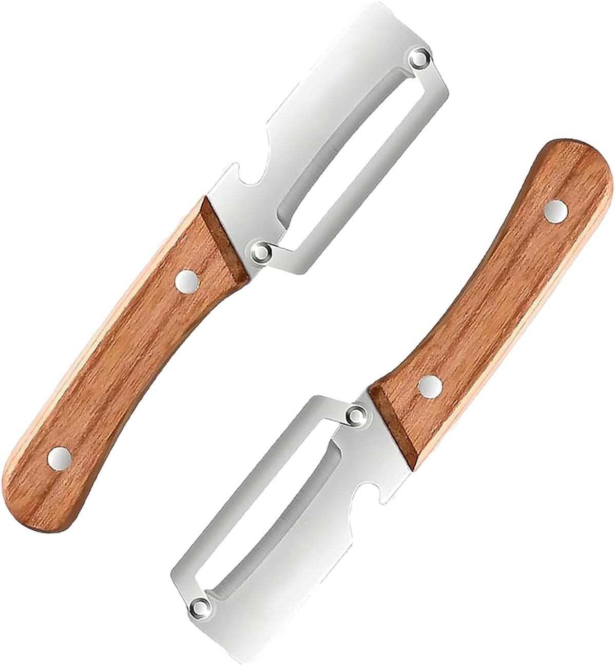 2-in-1 Multifunctional Vegetable Peeler with Wooden Handle & Stainless Steel Blade, Multifunctional Vegetable Peeler, Built-in Bottle Opener, Fruit & Vegetable Kitchen Peeling Tool (1Pcs)