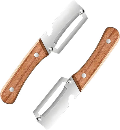 2-in-1 Multifunctional Vegetable Peeler with Wooden Handle & Stainless Steel Blade, Multifunctional Vegetable Peeler, Built-in Bottle Opener, Fruit & Vegetable Kitchen Peeling Tool (1Pcs)