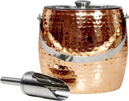 BREKX 3-QT Insulated Ice Buckets for Parties with Lid and Scoop - Iceberg Anchored Wine Chiller Champagne Bucket for Cocktail Bar, Metal Bucket with Lid, Non-Sweat