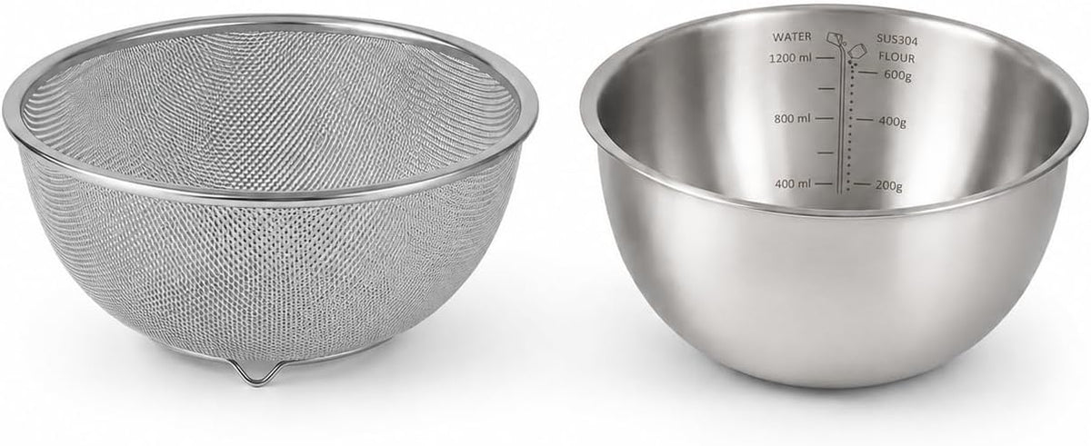 18/8 Stainless Steel Colander with Mixing Bowl, 1.5QT