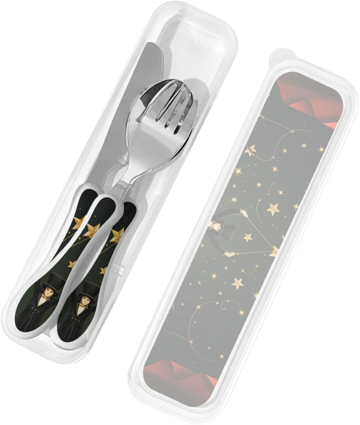 3-Piece Kids Silverware Set With Storage Case, Stainless Steel Reusable Children Safe Knife Spoon Fork Set Blue Active Girl Running Sunset Children Flatware Set For Kids Lunch Box - Colors C